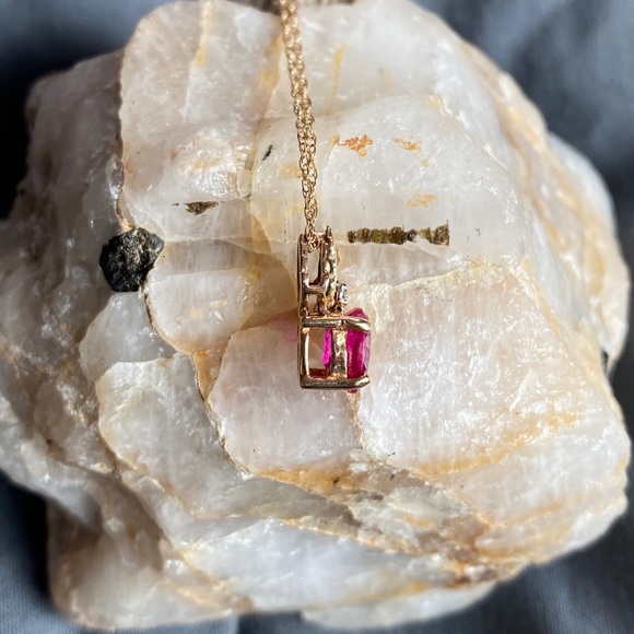 10k Black Hills Gold Ruby and Diamond Necklace - Picture 4 of 8